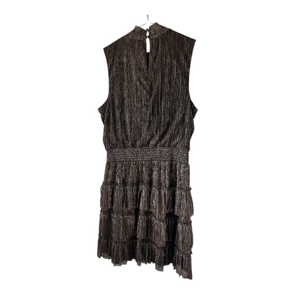 MSK Elegant Brown&Black Sleeveless Dress Metallic High Neck Size L - Picture 5 of 8